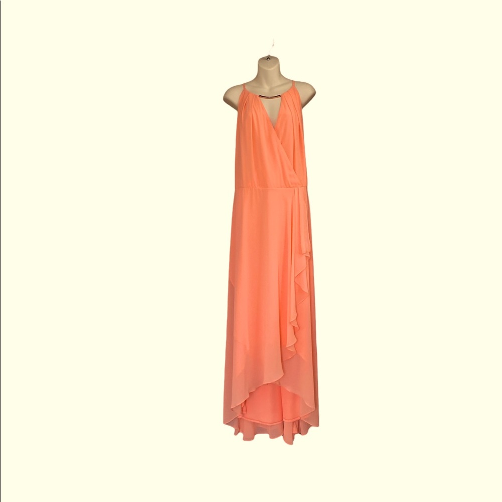 NWOT Coral Formal Prom Bridesmaid Wedding Dress Flowing Tiered Ruffles Size 24